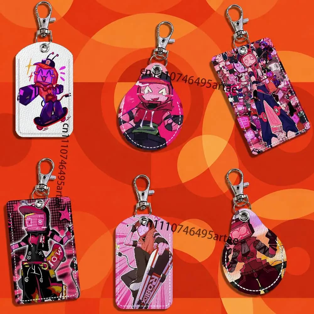 Funny V-Veeronica Fanart Custom Rectangle ID Card Case Keychain Access Card Bag Key Tag Ring Leather Card Holder Key Ring
