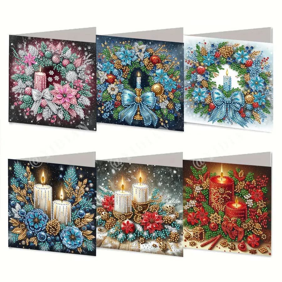 Set di biglietti d'auguri con pittura a diamante da 6 pezzi: regalo di Natale, perfetto per inviare auguri caldi a famiglia e amici