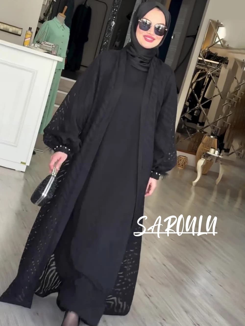 Giacca jacquard nera da donna, abito classico musulmano a maniche lunghe, abbigliamento da donna Abaya di classe S-2XL, spedizione veloce, immagini reali