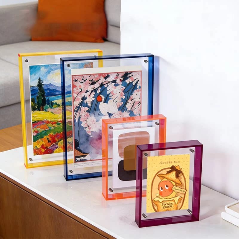 Multiple Colors Clear Transparent Acrylic Picture Frame Tabletop Stand & Wall Mounted Display for Certificates Art Photos Poster