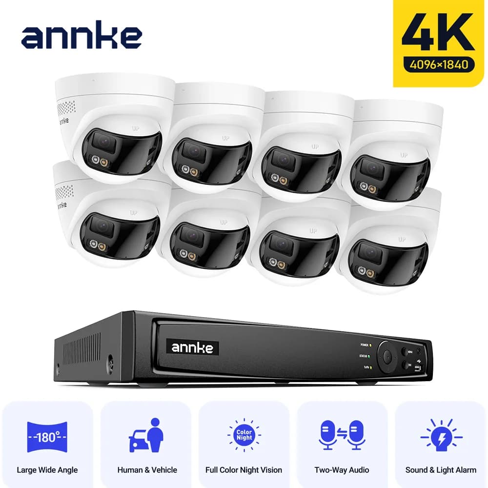 ANNKE Outdoor 4K 180 ° POE 8 MP camera with intelligent detection of human vehicles with IP camera Double lens security PoE