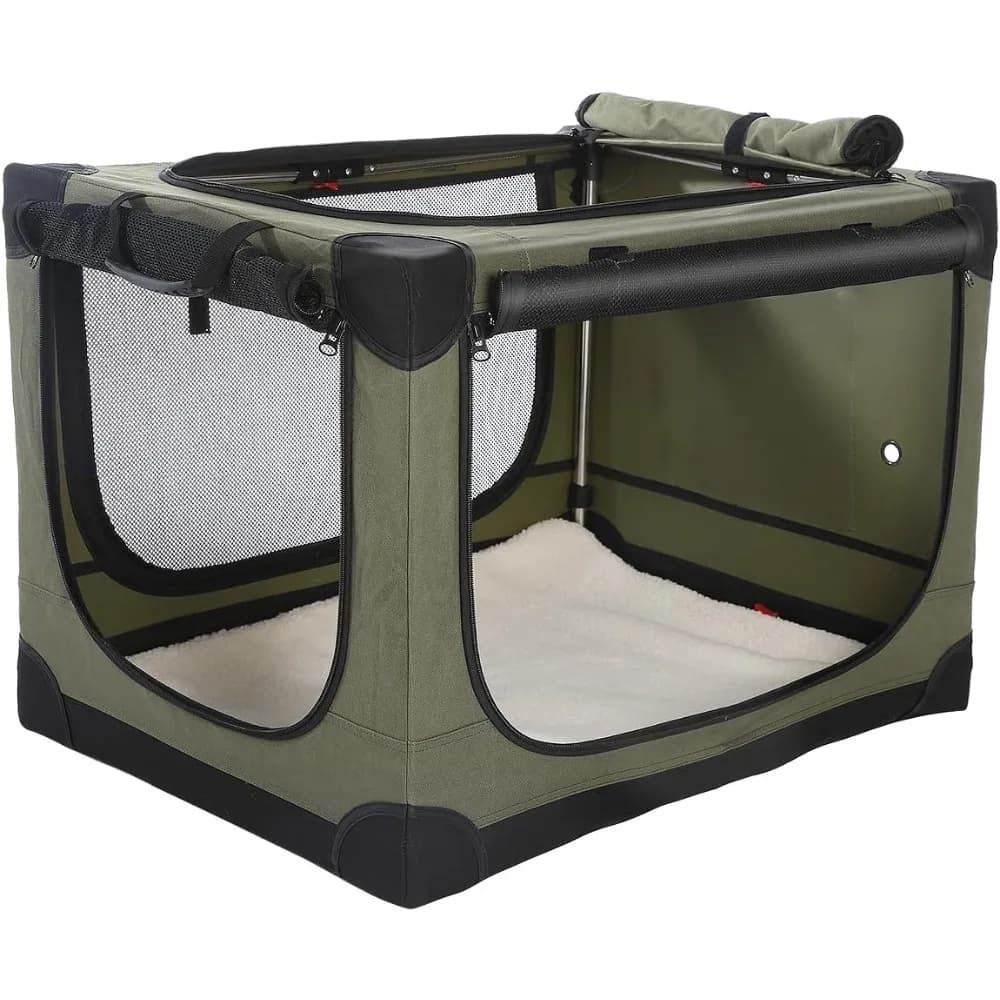Trasportino Pieghevole Morbido per Cani da 30 Pollici, 22,7 kg, Cuccia da Viaggio Portatile con 4 Porte Zip, Tappetino e Borsa, per Interni ed Esterni