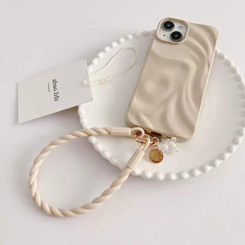 Catena per braccialetto a mano anti-perdita portatile con nodo carino per telefono cellulare coreano per iPhone 15 14 Pro Max Samsung Flip 4 Coloful Catena di corda