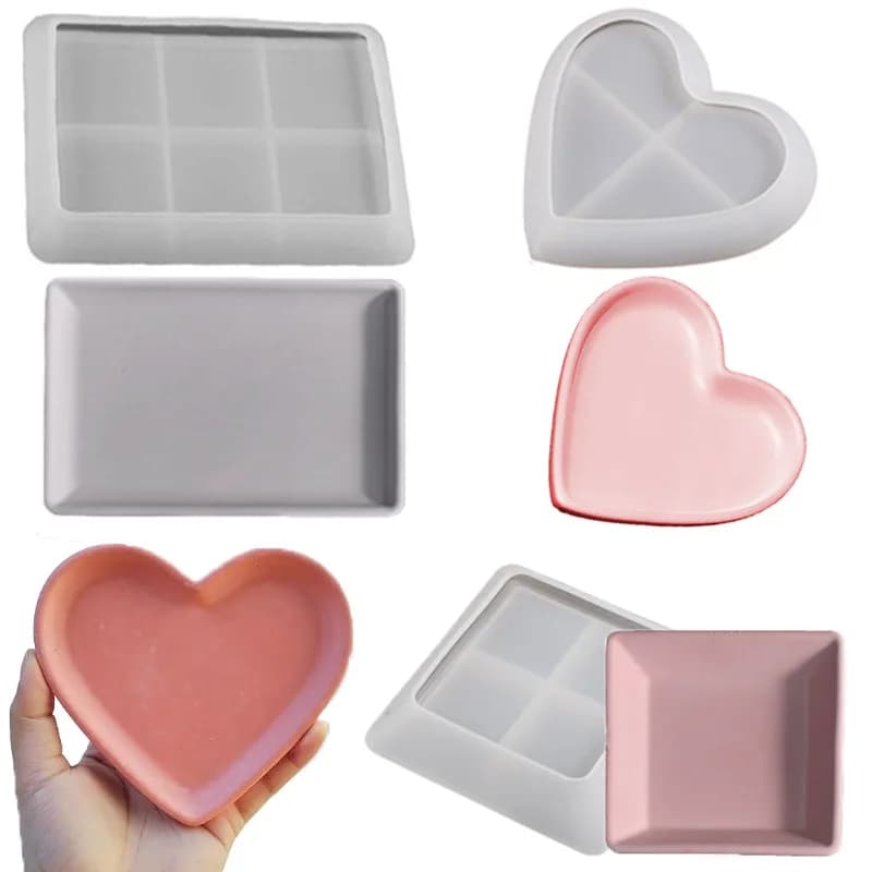 Resin silicone mold, circular square tray mold, desk storage/decoration, cosmetics storage tray, and desk organizer box