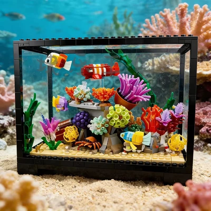 Nuovo set di costruzioni acquario tropicale 2026, 4154 pezzi, modello di acquario marino, mattoncini, giocattoli educativi per ragazzi, decorazione per la casa
