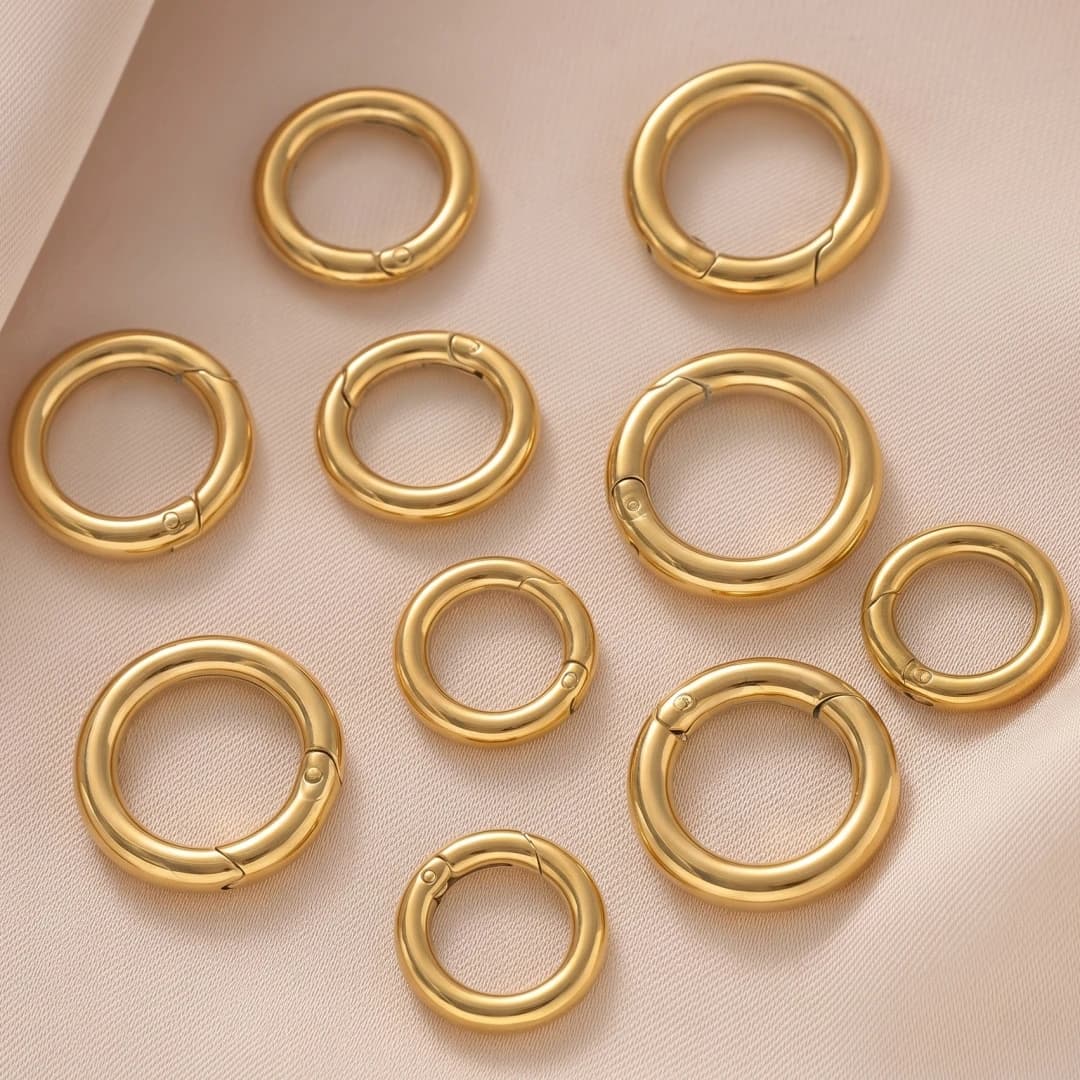 2pcs Stainless Steel Metal O Ring Spring Clasps,Round Openable Carabiner Clasps Hooks,DIY Jewelry Making Materials Accessories