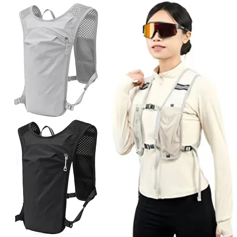 Gilet idrico leggero da corsa con tasca porta telefono, marsupio pettorale riflettente per escursioni, ciclismo, maratona e jogging