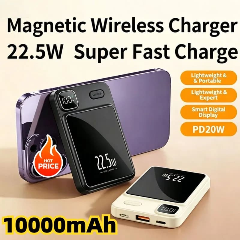 10000mAh Magnetic Wireless Charger 22.5W Power Bank External Battery Fast Charging Power Bank for IPhone for Magsafe Power Bank