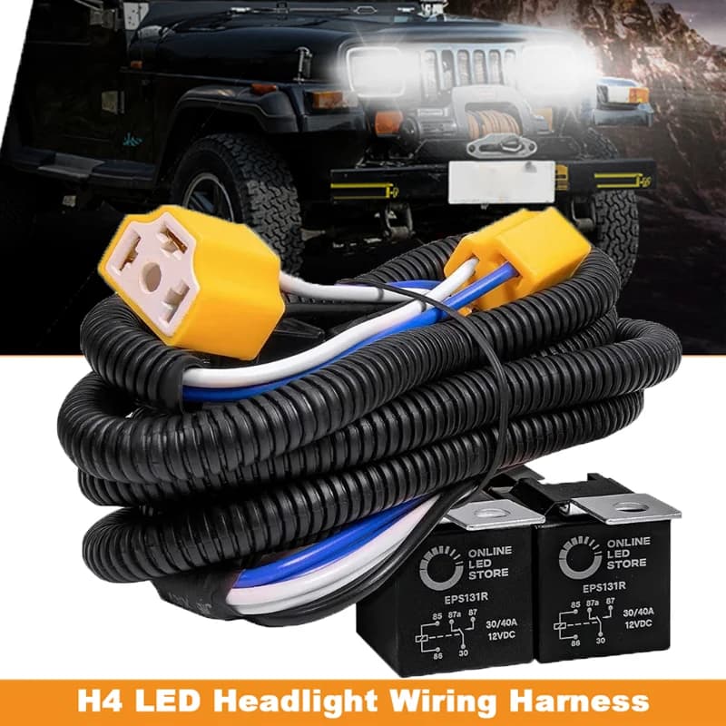 Kit cablaggio relè con fusibile di conversione commutata negativa per cablaggio fari a LED H4 per Subaru Toyota