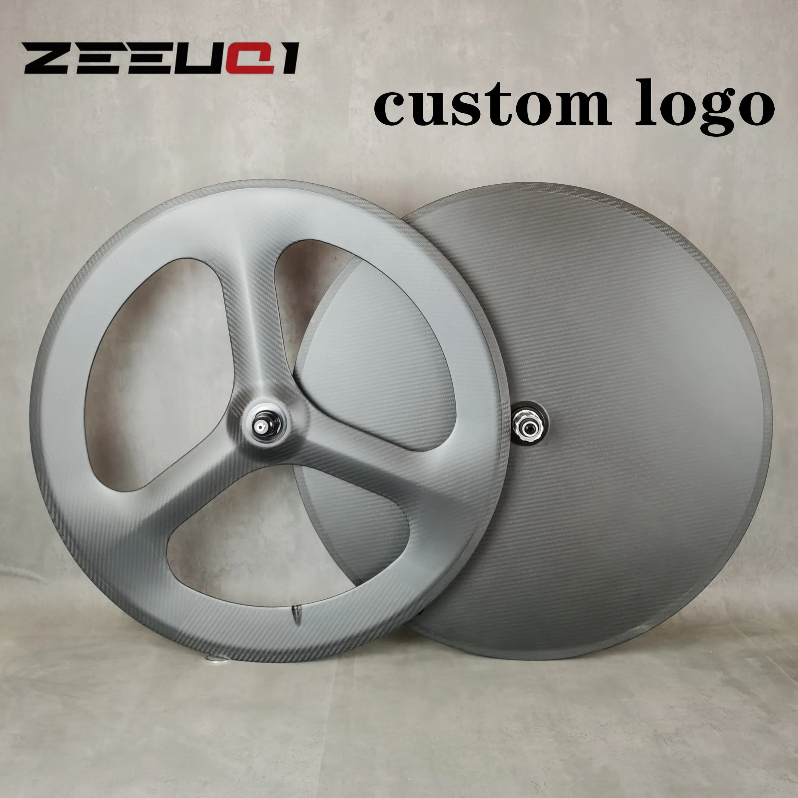 Ruote interamente in carbonio 700C Anteriore a 3 razze Ruota a disco posteriore Traccia/Bici da strada 3k Twill Matte Wheelset Copertoncino/Tubolare