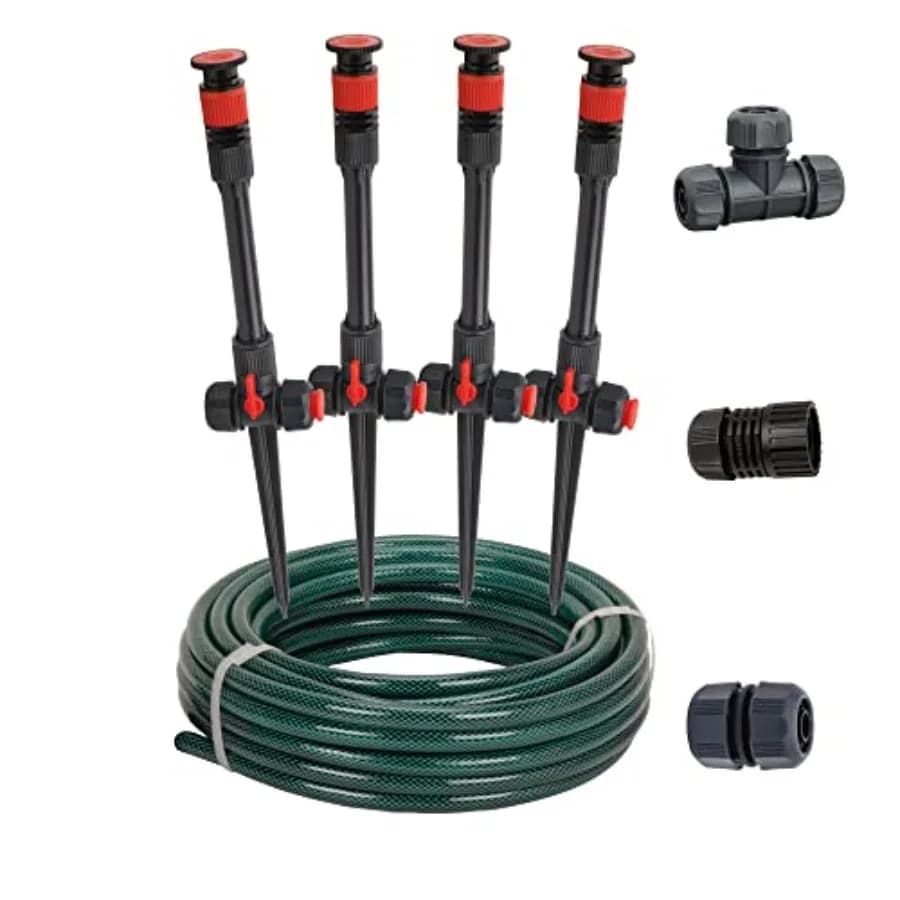 98063 Multi-Adjustable Flex Design Above Ground Irrigation Garden Sprinkler System Sprinkler and Hose DIY Plant Watering Set