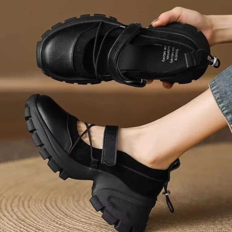 Mary Jane Leather Shoes with Women's Thick Sole, British Style, New and Versatile Fashion 2026