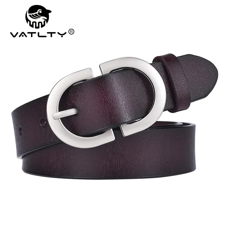 VATLTY 2022 Cintura in pelle da donna 2,8 cm in vera pelle di vacchetta con fibbia in lega argentata, cintura sottile da donna per jeans e pantaloni