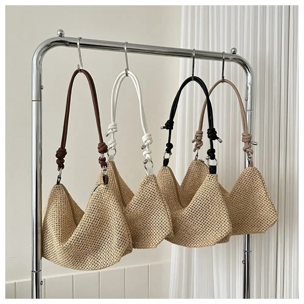 Large Capacity Woven Straw Bag Women Girls Summer Beach Tote Bag Handmade Braid Handbag Ladies Shoulder Bag