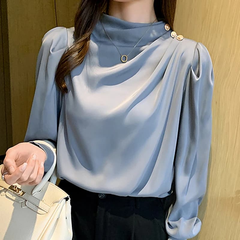 Long Sleeve Blouse Women Stand Collar Chiffon Blouse Shirt Women Tops Blusas Mujer De Moda 2026 Women Blouses Shirts Blusa G364