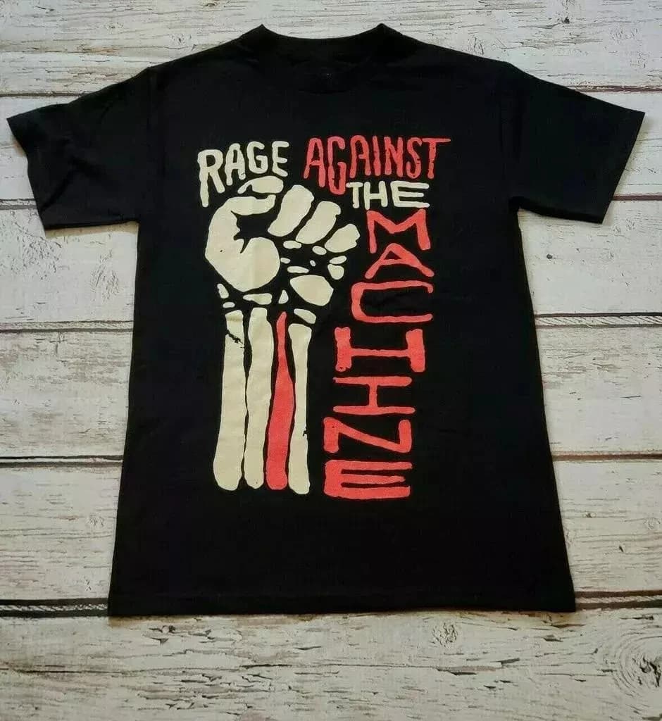 Rage Against The Machine Band Hand Up T Shirt Unisex T Shirt Men's T-Shirt Black Casual Crew Neck Cotton Tee Men Women Summer