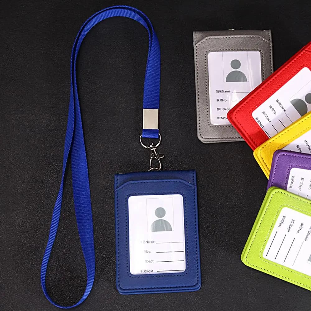 Student Neck Strap Office School Supplies Stationery ID Desk Organizer Badge Holder Bus Cards Cover Card Holder with Lanyard