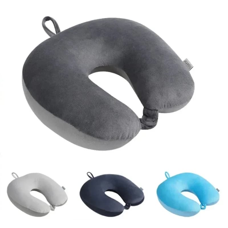 2026 1PC Travel Neck Pillow Snap Strap Soft Cover Airplane Flight Pillow for Car Home Office Travel Rest Cushion