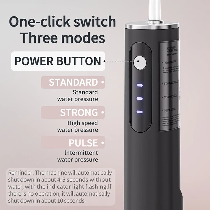 Idropulsore Portatile Ricaricabile USB, 360 ° Irrigatore Orale con Punta Rotante, Pulizia Dentale Impermeabile per Adulti
