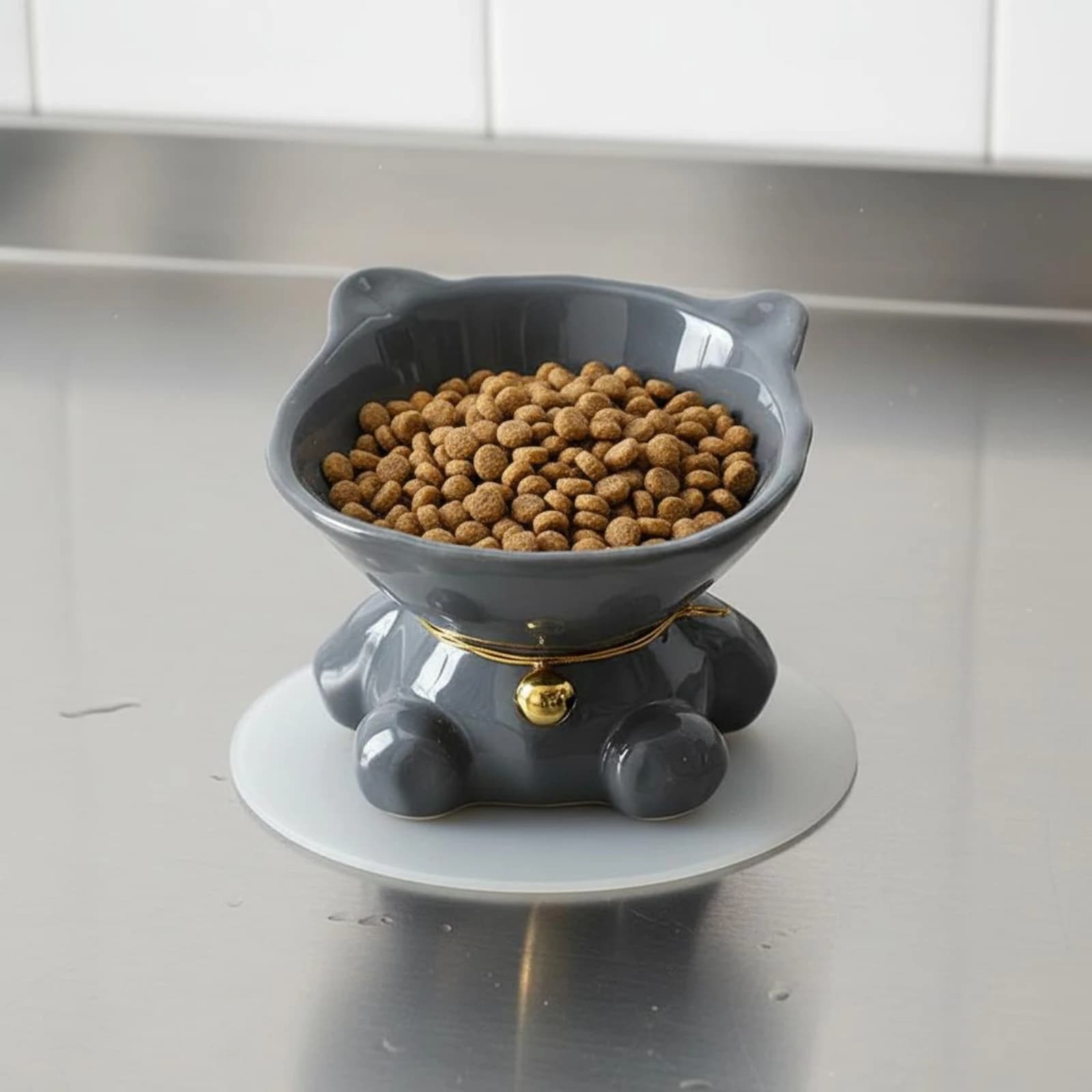Elevated Cat Bowl Easy to Clean Tilted Pet Feeder Cartoon Creature Food Dish Dishwasher Safe for Small Dogs