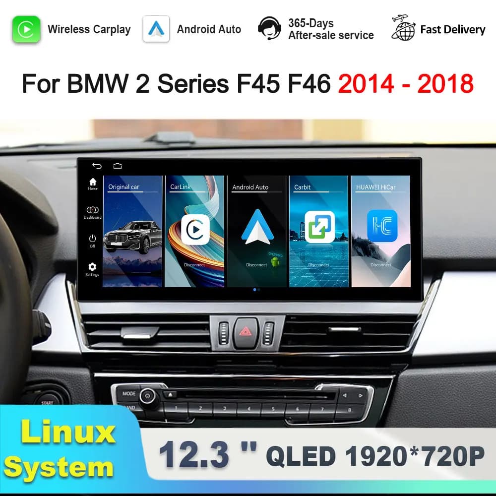 Autoradio Multimediale per BMW Serie 2 F45 F46 2014-2018, Sistema Linux NBT EVO, Bluetooth, Android Auto, Schermo Ultra-sottile