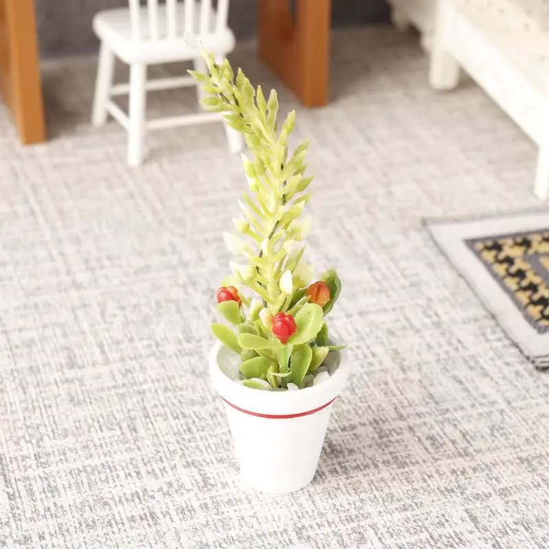 ''1pc Mini Christmas Potted Tree Model 1/12 Dollhouse Artificial Plant Decor Ornament Dollhouse Home Scene Ornaments Photo Props