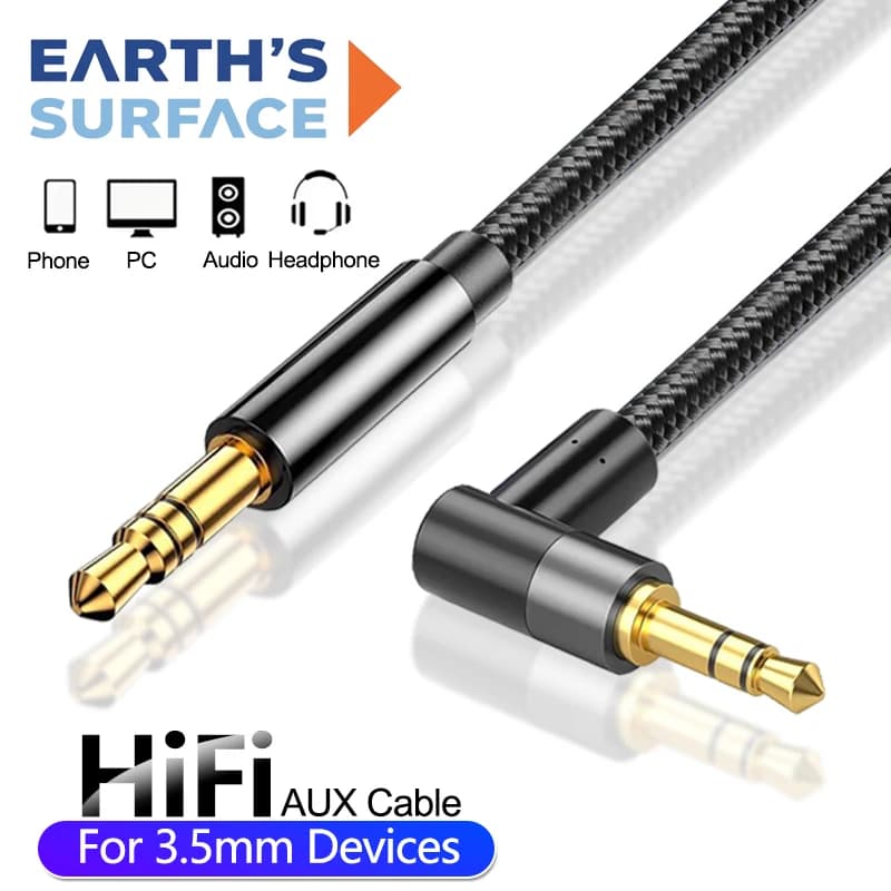 3.5 mm jack audio cable Angle extender from 90 AUX cable for male-male speakers for Xiaomi Samsung cable MP4 car headphone adapter