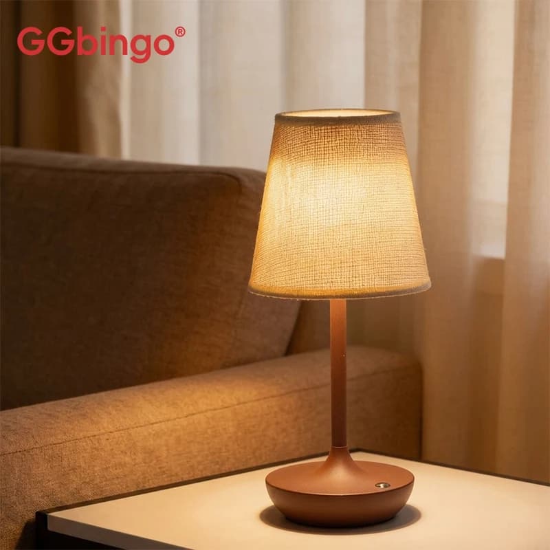 GGBingo Nuova Lampada da Tavolo con Paralume in Tessuto Vintage, Lampade Notturne, Illuminazione per Camera da Letto e Soggiorno