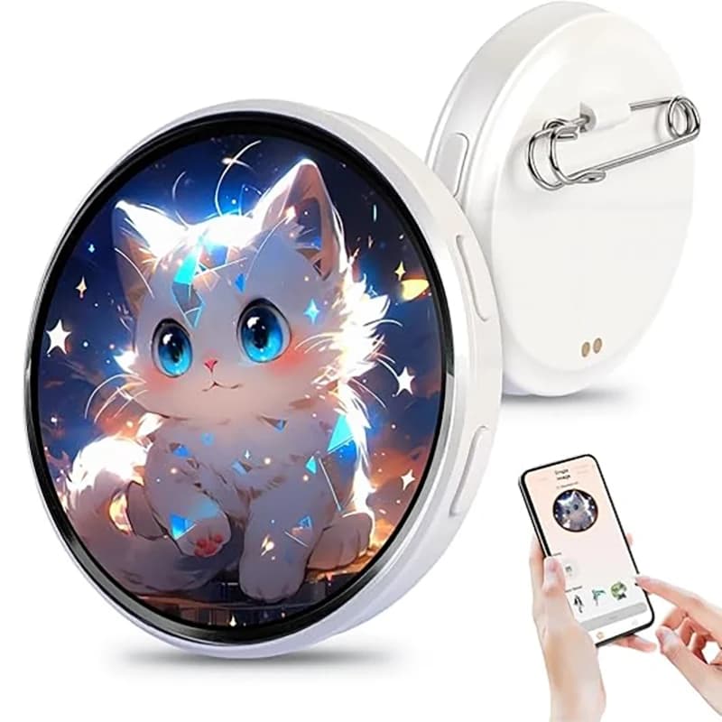 E87 Cyberpunk Anime LED Badge — HD display digital photo frame, DIY cartoon merch gift, cosplay accessories