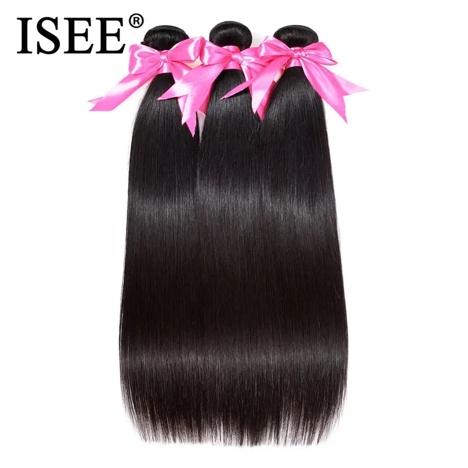 ISEE HAIR Brazilian smooth hair extensions Hair fabric band Natural color 3 packs Human smooth hair thick