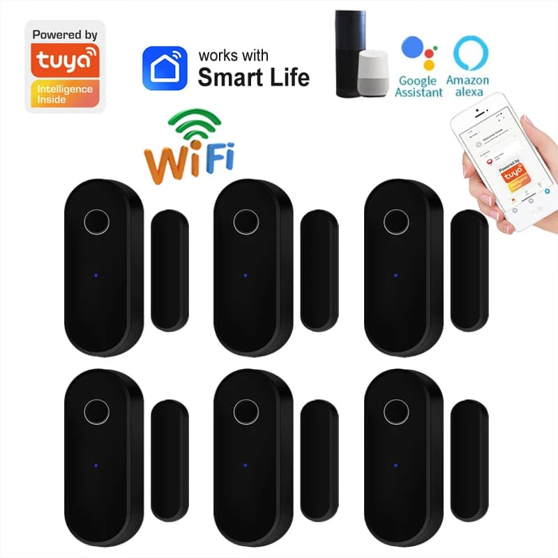 Rilevatore di porte e finestre WiFi Tuya Smart Life APP Sensore di allarme con notifica di controllo remoto compatibile con Alexa Google Assistant