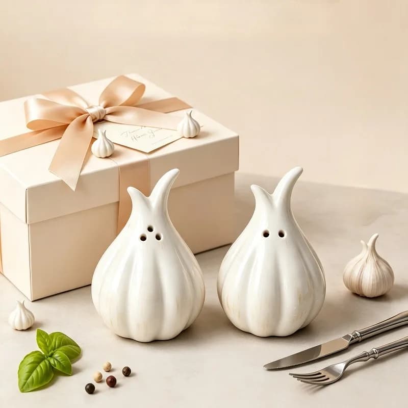 Japanese Garlic-shaped Ceramic Salt Pepper Bottle Set Spices Cumin Seasoning Jars 1 Pair Kitchen Condiment Storage Ornaments