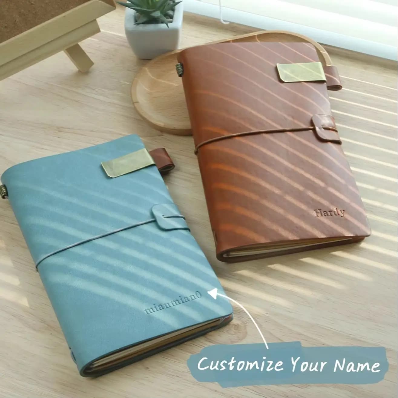Diario da viaggio A6 in pelle vintage personalizzabile con portapenne e buste per carte contanti in PVC Diario per schizzi personalizzato
