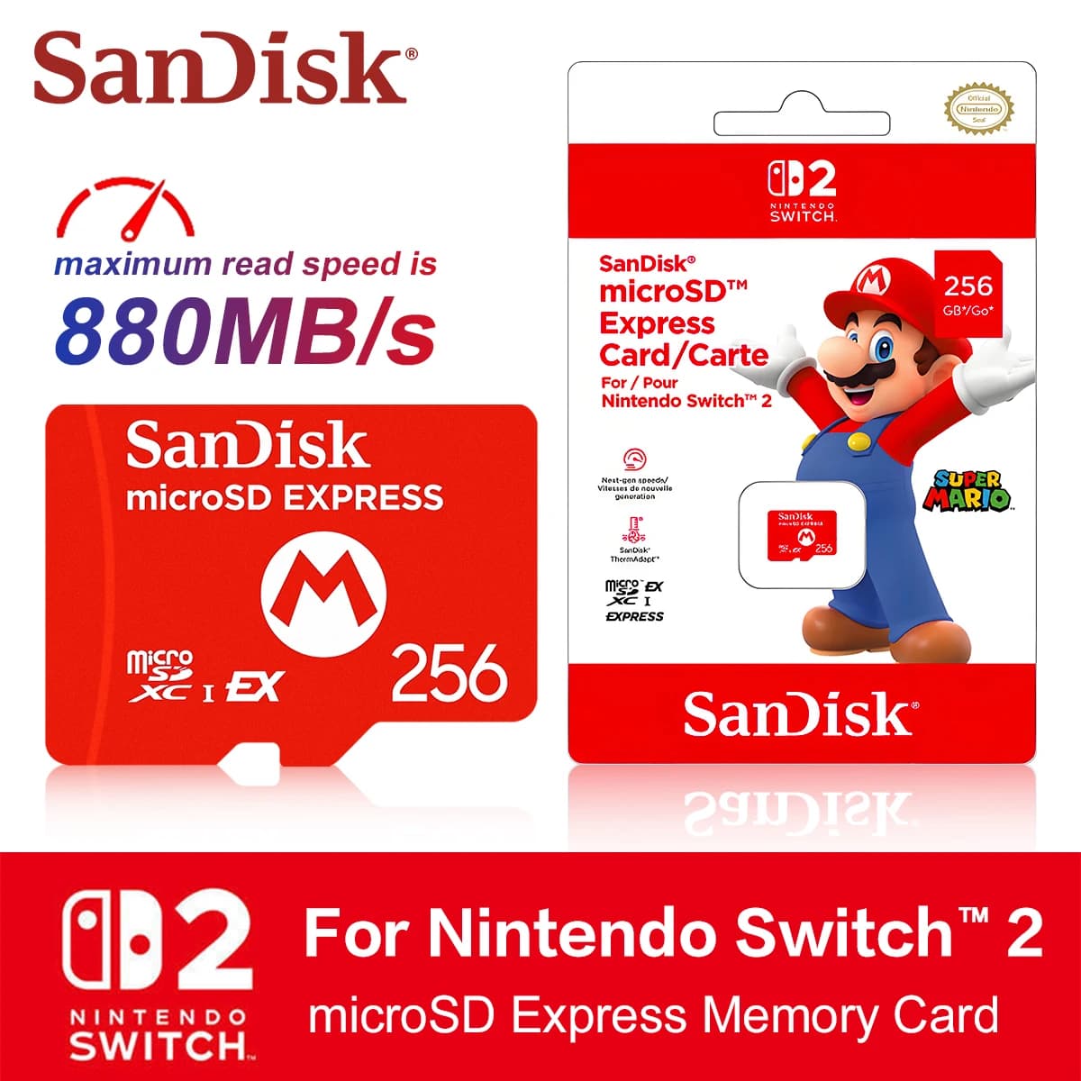 100% Original SanDisk MicroSDXC I EX Express Card For Nintendo Switch 2 Professional Memory Card 256GB Read Speed Up to 880MB/s