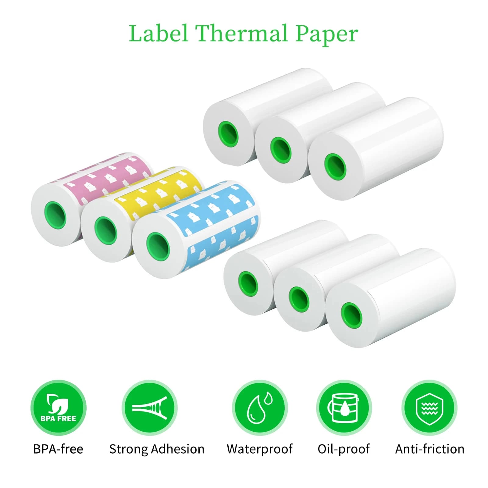 PeriPage 3 Rotoli di Carta per Etichette Adesive Carta Autoadesiva Impermeabile a Prova di Olio 56x30MM per Apprendimento, Nota, Diario, DlY, Lavoro