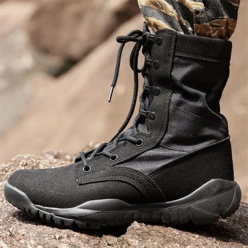 Stivali da combattimento leggeri in velluto nero Stivali tattici da esterno da uomo Scarpe da trekking Stivaletti militari unisex nel deserto Taglia 36-46