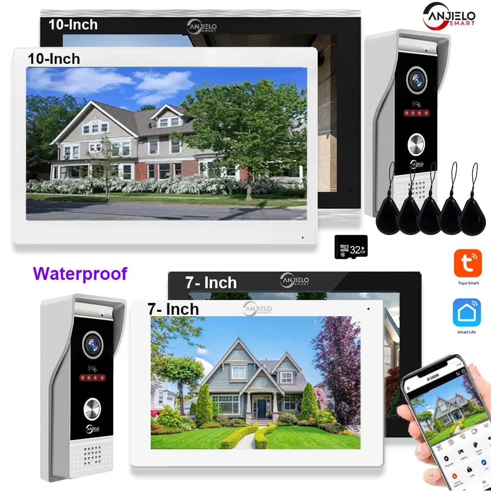 ANJIELO Monitor touch screen campanello cablato per la casa scheda di accesso fotocamera 7/10 pollici Wifi appartamento videocitofono citofono 1080P