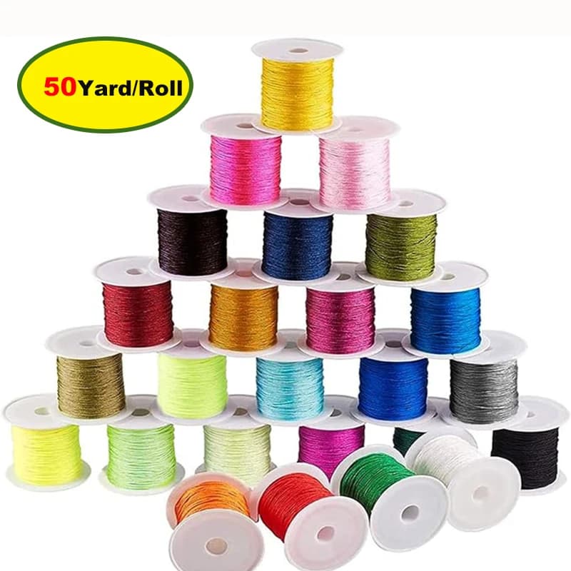 50Yards/Roll 0.8mm Chinese Knotting Cord Nylon Beading String Macrame Thread For Bracelet Braided Jewelry Making Ornaments