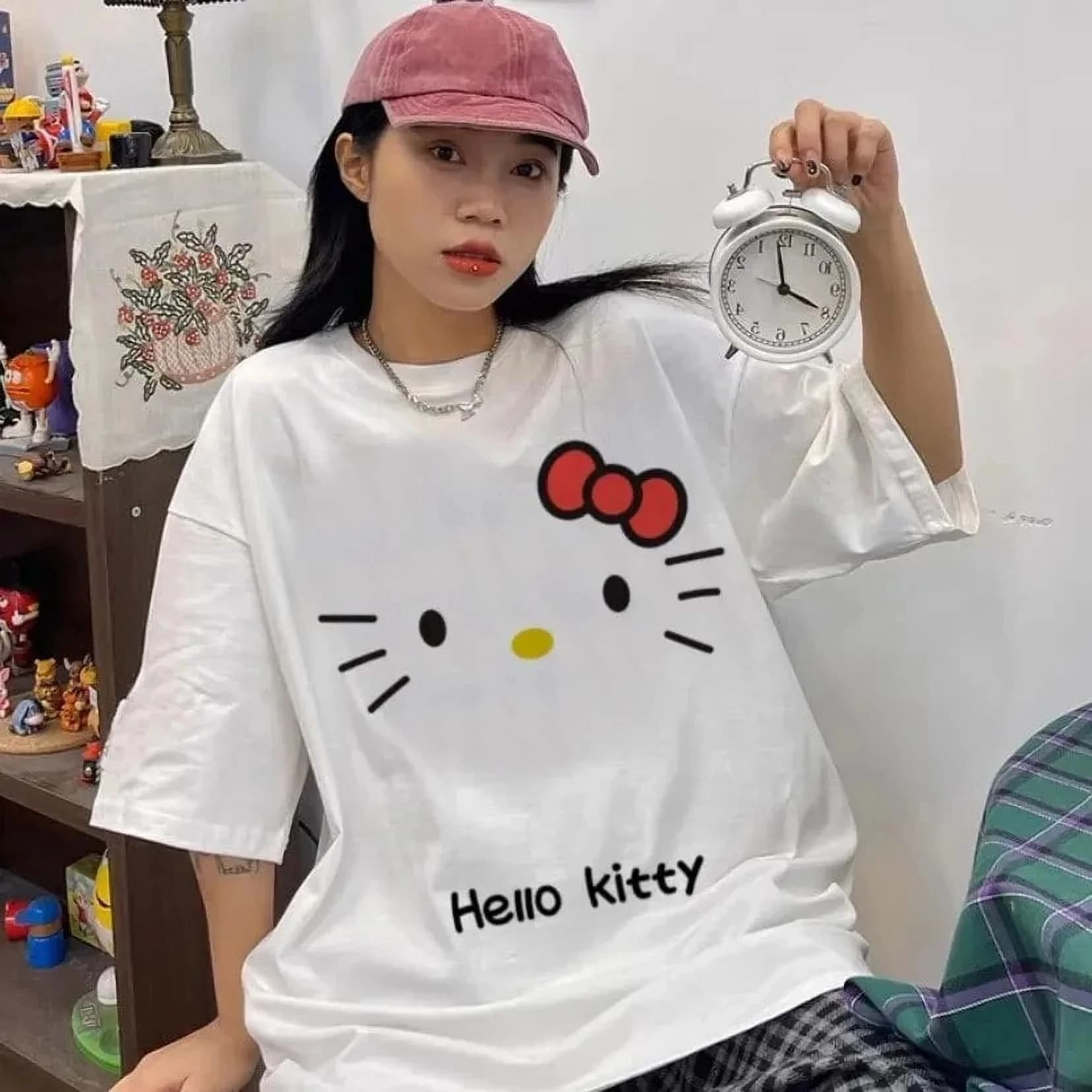 T-shirt da donna in cotone con stampa minimalista Shirley Rabbit - Collezione Estate 2026 - Casual e confortevole per lo streetwear