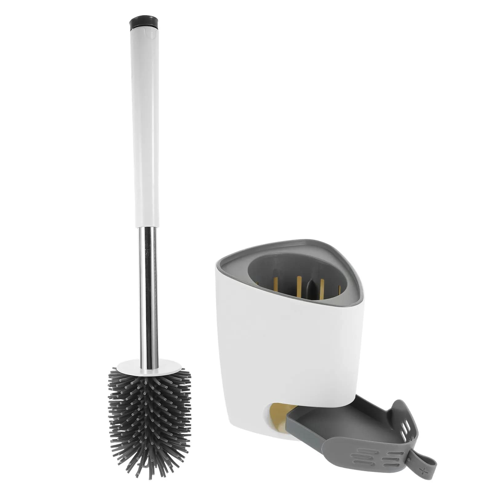 Set Spazzola per WC e Supporto in Silicone e ABS, Impugnatura Comoda, Setole Morbide, Strumento per la Pulizia delle Fessure del Bagno