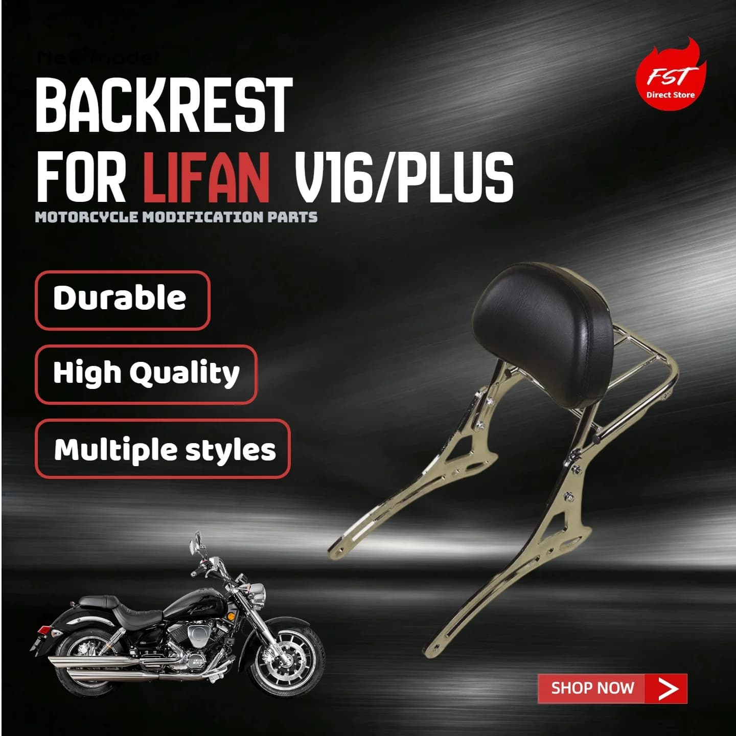 For Lifan V16/V16 Plus Sissy Bar Backrest With Rear Luggage Rack For Top Case Motorcycle Modified Accessories