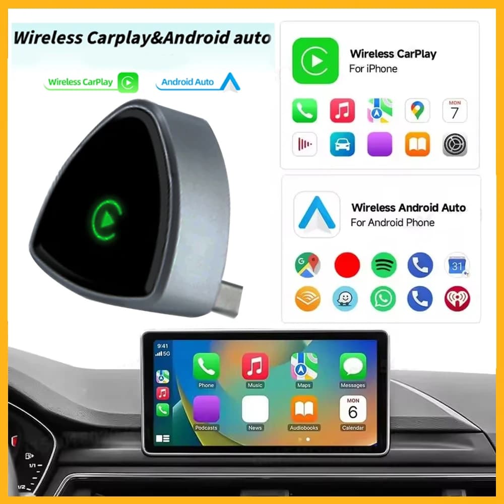 2025 Nuovo Wireless CarPlay Android Smart Auto Adattatore Hassle-Free Plug & Play Stabile BT WiFi Connect OTA Aggiornabile Fit 99%
