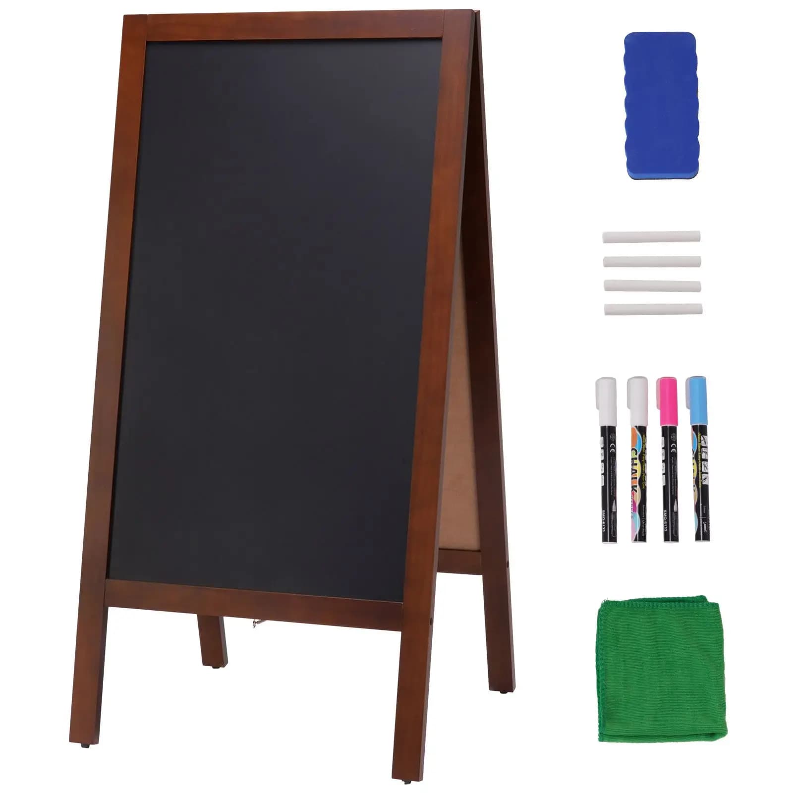 Lavagna a cavalletto bifacciale da esterno, in legno vintage, 20"x40", marrone rustico