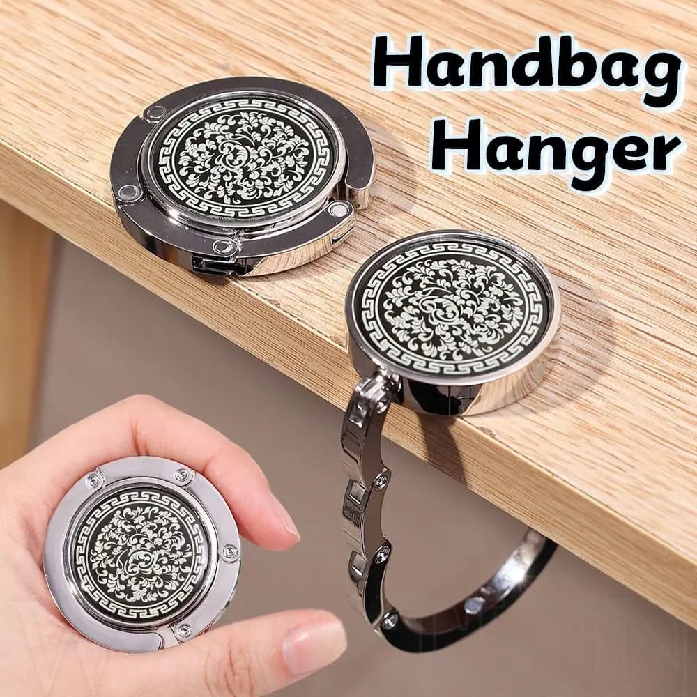 1Pcs New Vintage Flowers Handbag Hanger Portable Holder Rack Table Hook Holder Travel Accessory Round Purse Bag Hook