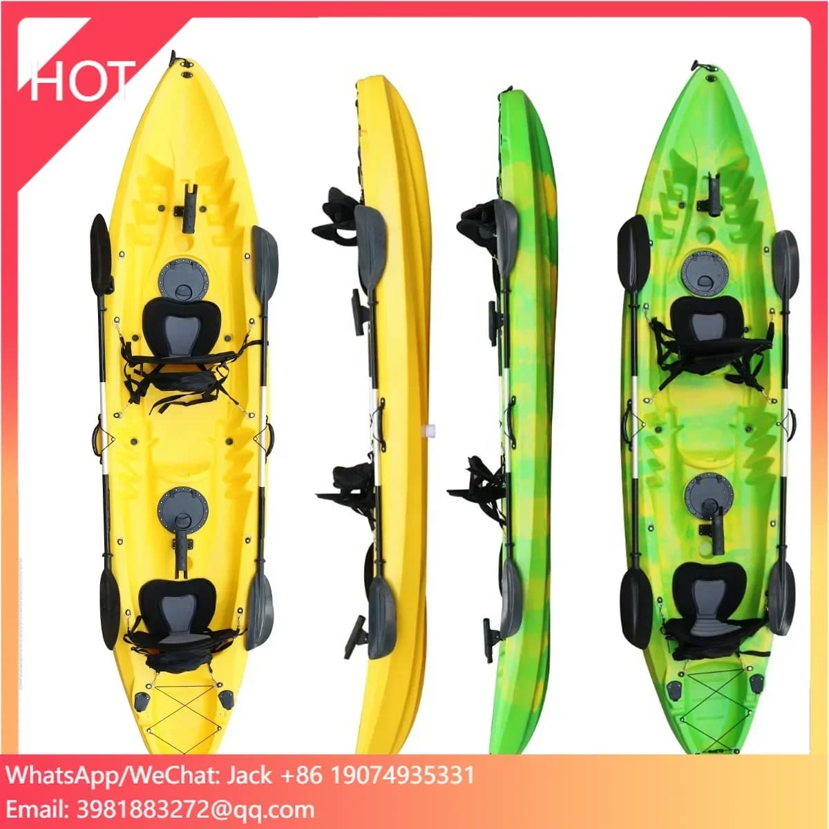 Vicking Sedile Deluxe in materiale HDPE per kayak/canoa tandem a 2 posti da 12 piedi per pesca in famiglia e pagaia sul lago all'aperto 2 anni di garanzia