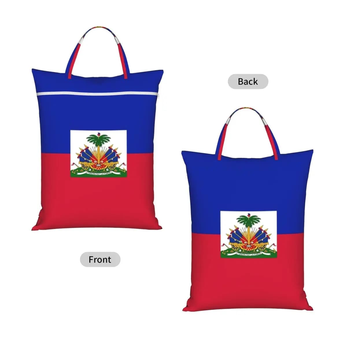 Flag Of Haiti Haitian Travel Laundry Bag Waterproof Reusable Dirty Clothes Pouch Gym Yoga Camping Washing Basket