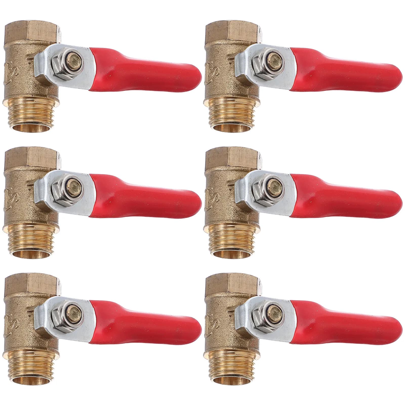 Set of 6 Mini Ball Valves for Water Pipes, Garden Pipes, Pneumatic Systems, Gas Control, Adjustable Flow