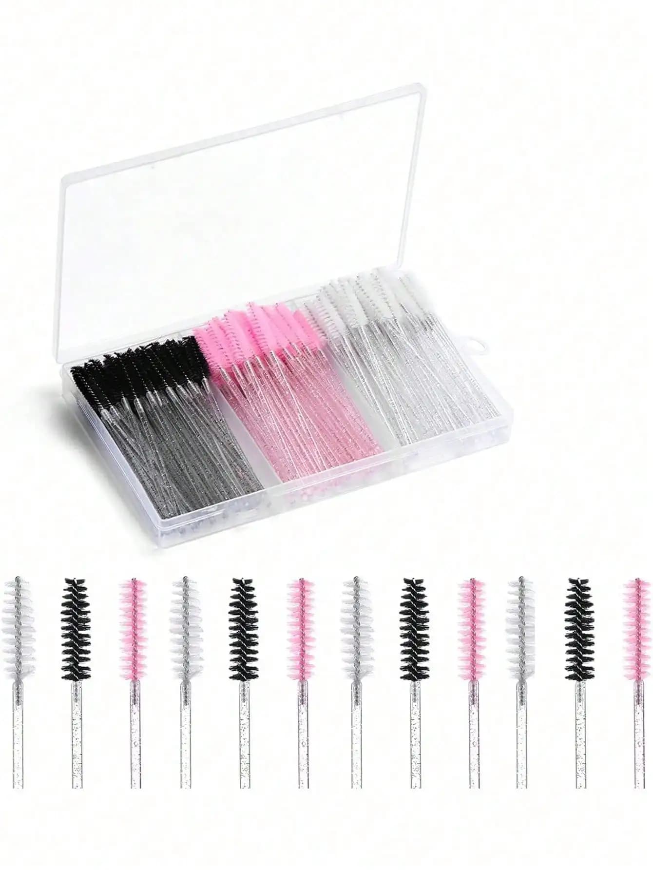 150/50/5 pezzi di applicatori per mascara usa e getta/spazzole per ciglia/spazzole a spirale, adatti per extension ciglia, applicatori per mascara/spazzole per trucco/applicatori, set di applicatori usa e getta con manico in cristallo e scatola portaoggetti, spazzola per sopracciglia, spazzola per ombretto, spazzola a spirale/spazzola per ciglia