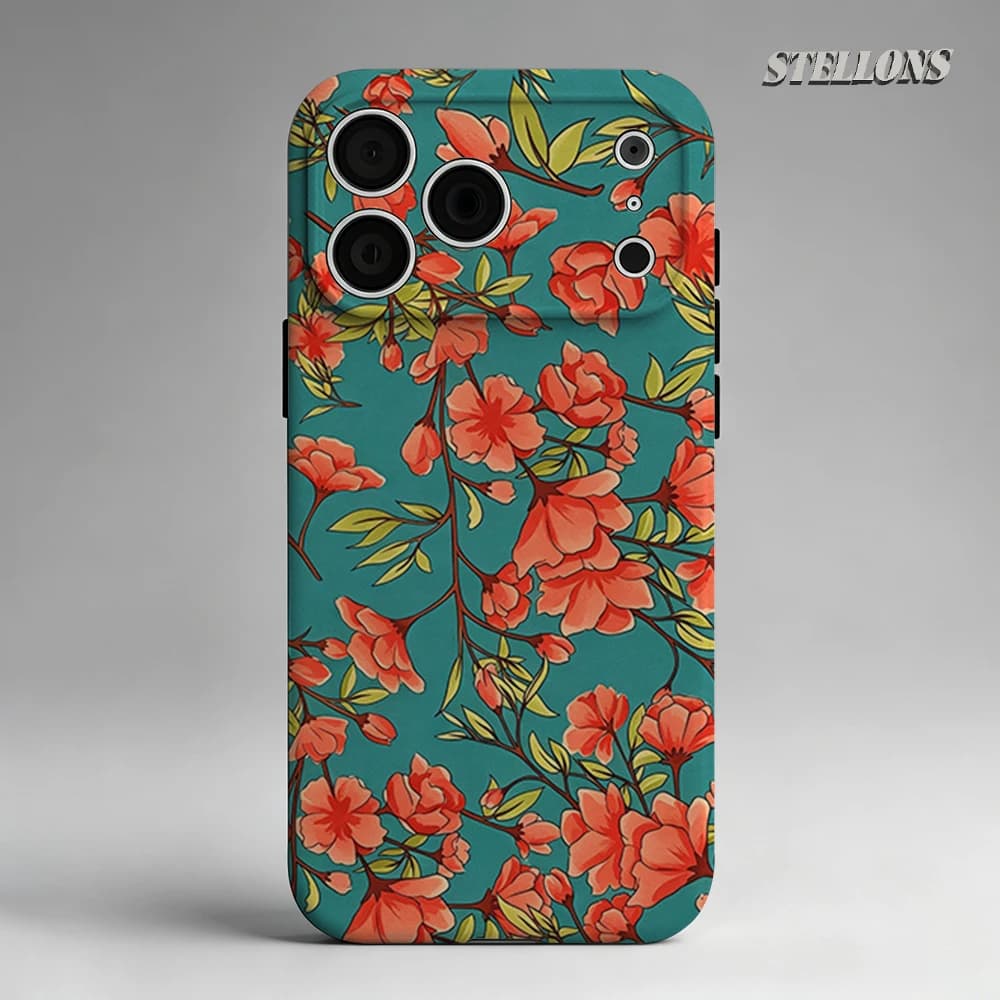 Custodia per telefono Teal Cherry Blossom con supporto magnetico per iPhone 17 16 15 14 13 Pro Max Plus, custodia robusta a strato singolo/doppio