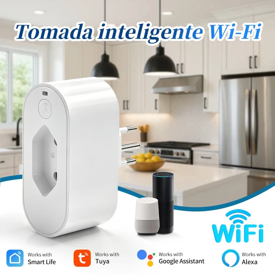 Tuya Smart WiFi Switches Brazil Plug 16A Adapter Smart Outlets With Power Monitor App Control Alexa Google Home Voice Control